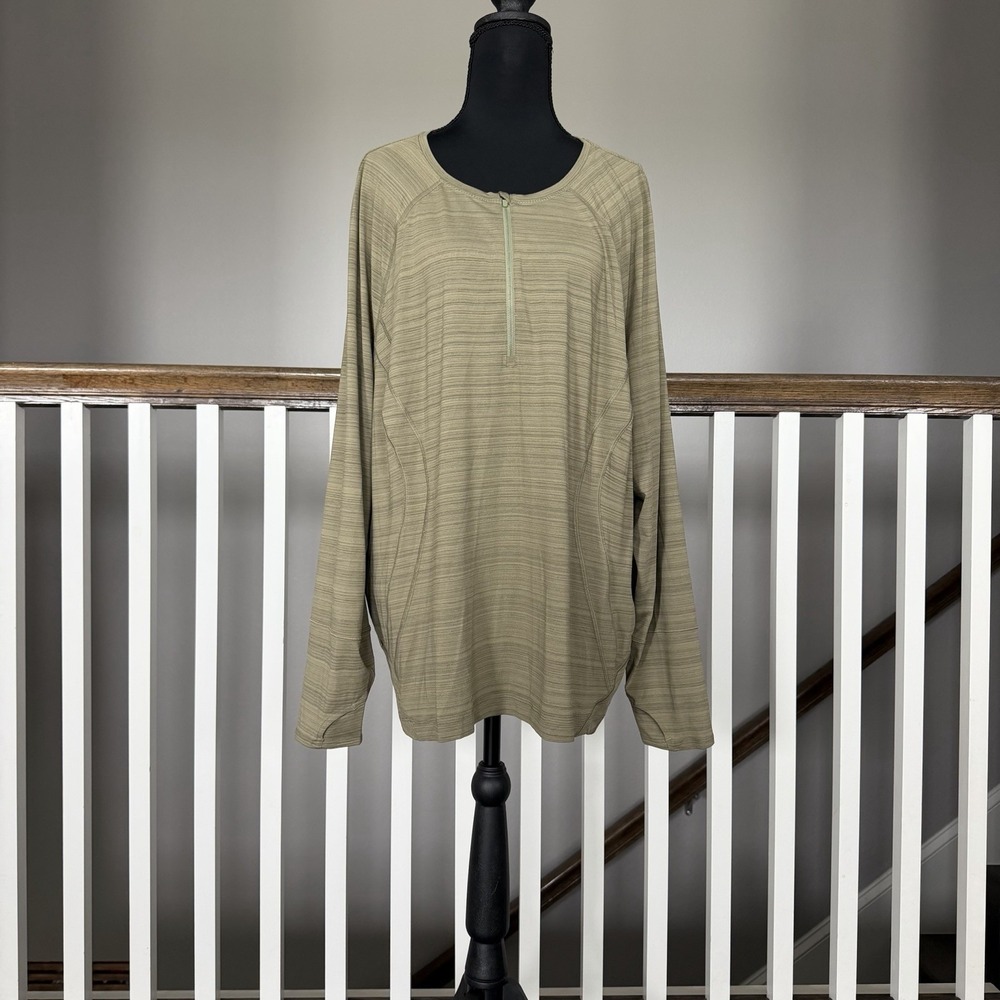 Athleta NWT 3XL Pacifica Illume UPF Quarter-Zip Long Sleeve Top Green Beach